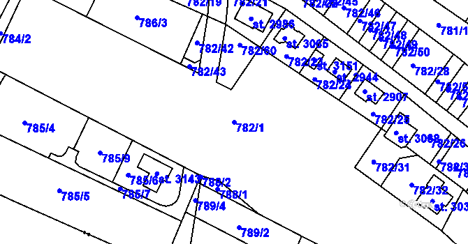 Parcela st. 782/1 v KÚ Neratovice, Katastrální mapa