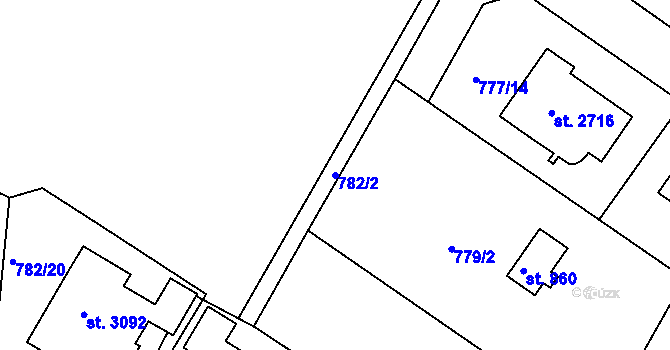 Parcela st. 782/2 v KÚ Neratovice, Katastrální mapa