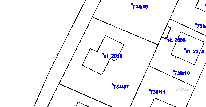 Parcela st. 2810 v KÚ Neratovice, Katastrální mapa