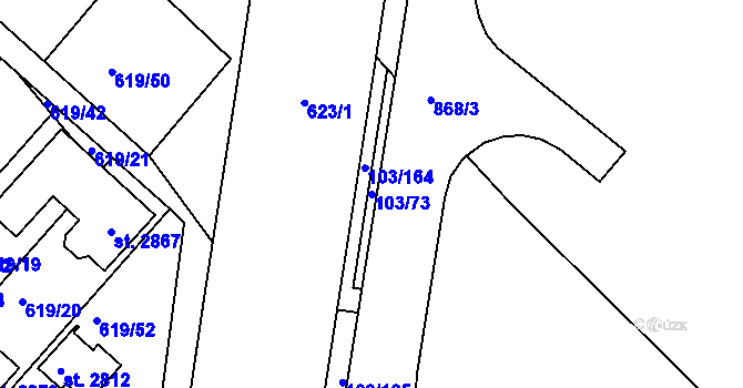 Parcela st. 103/73 v KÚ Neratovice, Katastrální mapa
