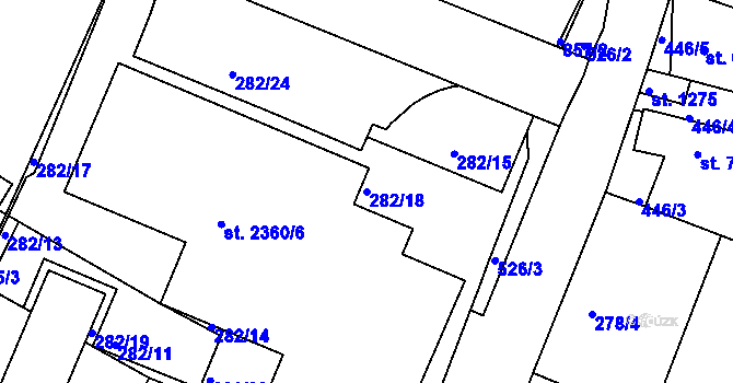 Parcela st. 282/18 v KÚ Neratovice, Katastrální mapa