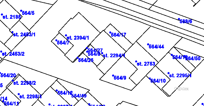 Parcela st. 2294/1 v KÚ Neratovice, Katastrální mapa