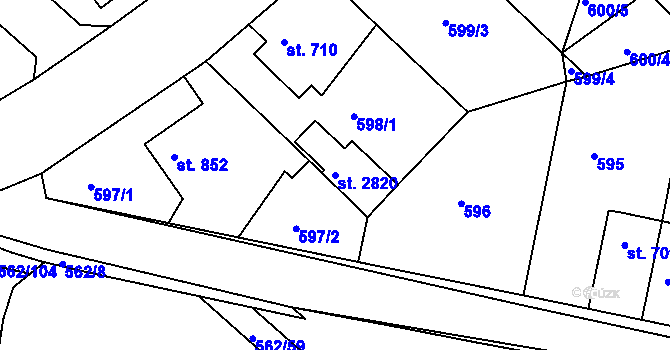 Parcela st. 2820 v KÚ Neratovice, Katastrální mapa