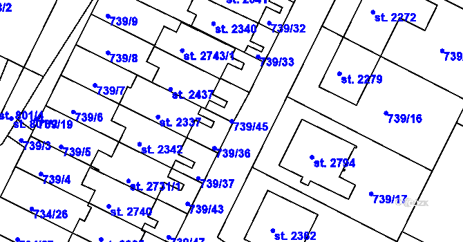 Parcela st. 739/45 v KÚ Neratovice, Katastrální mapa