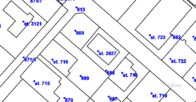Parcela st. 2827 v KÚ Neratovice, Katastrální mapa