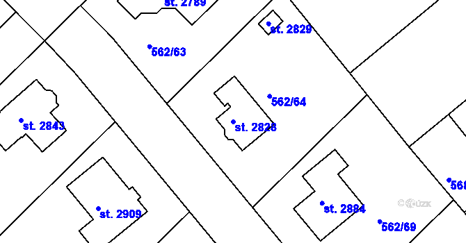 Parcela st. 2828 v KÚ Neratovice, Katastrální mapa