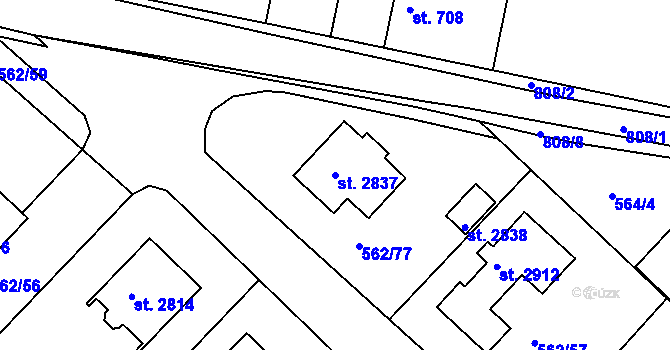 Parcela st. 2837 v KÚ Neratovice, Katastrální mapa