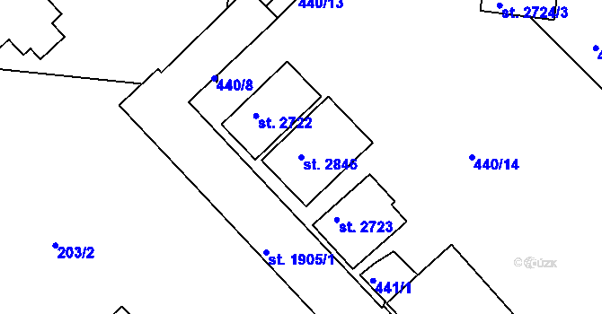 Parcela st. 2846 v KÚ Neratovice, Katastrální mapa