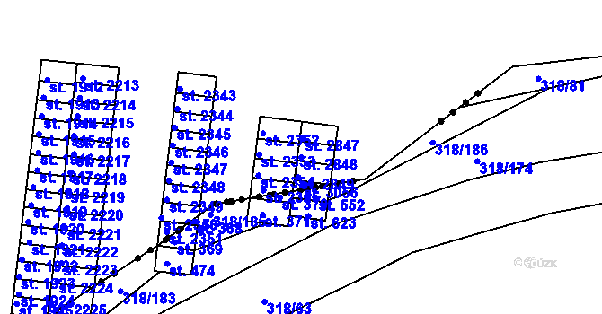 Parcela st. 2848 v KÚ Neratovice, Katastrální mapa