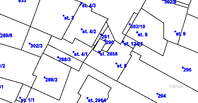 Parcela st. 2858 v KÚ Neratovice, Katastrální mapa