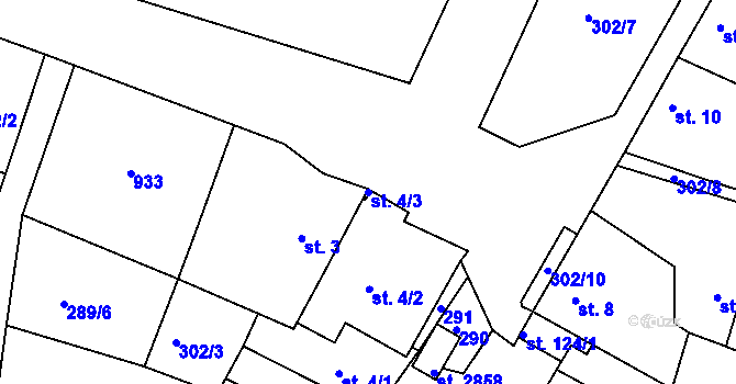 Parcela st. 4/3 v KÚ Neratovice, Katastrální mapa