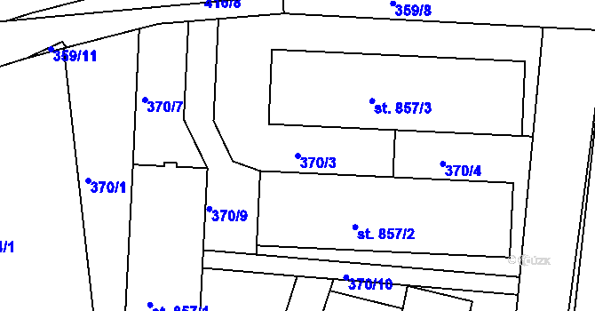Parcela st. 370/3 v KÚ Neratovice, Katastrální mapa
