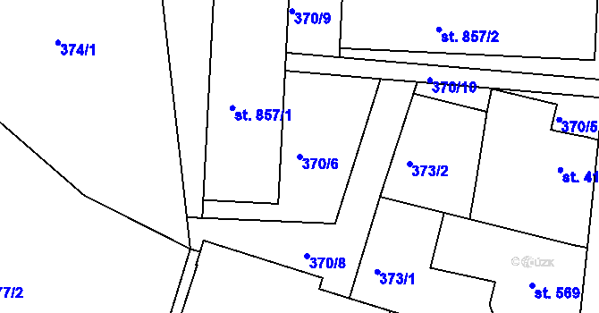 Parcela st. 370/6 v KÚ Neratovice, Katastrální mapa
