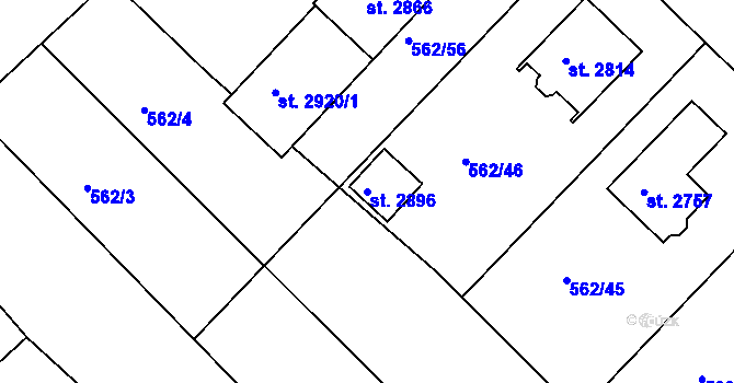 Parcela st. 2896 v KÚ Neratovice, Katastrální mapa