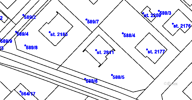 Parcela st. 2911 v KÚ Neratovice, Katastrální mapa