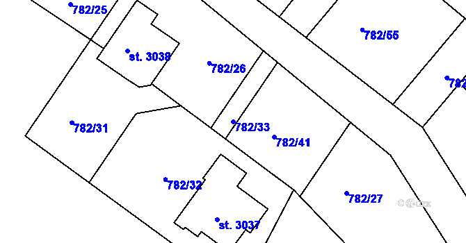 Parcela st. 782/33 v KÚ Neratovice, Katastrální mapa