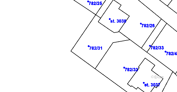 Parcela st. 782/31 v KÚ Neratovice, Katastrální mapa