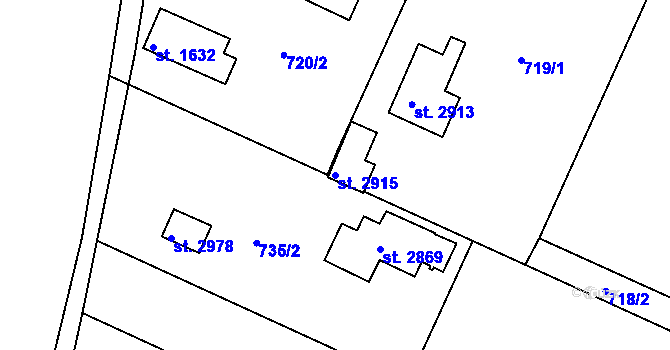 Parcela st. 2915 v KÚ Neratovice, Katastrální mapa