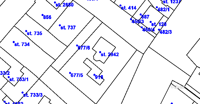 Parcela st. 2942 v KÚ Neratovice, Katastrální mapa