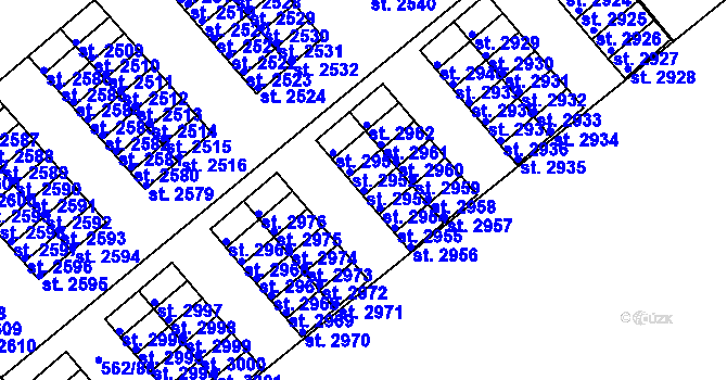 Parcela st. 2953 v KÚ Neratovice, Katastrální mapa