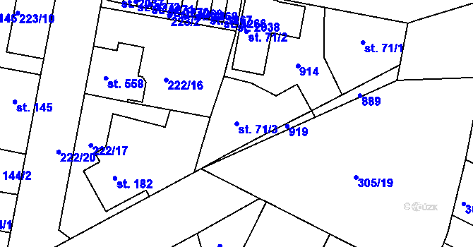 Parcela st. 71/3 v KÚ Neratovice, Katastrální mapa