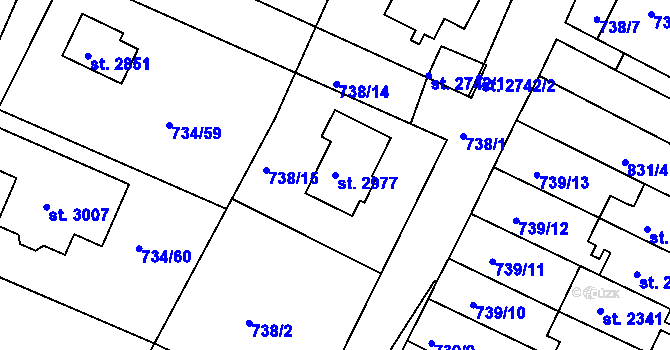 Parcela st. 2977 v KÚ Neratovice, Katastrální mapa