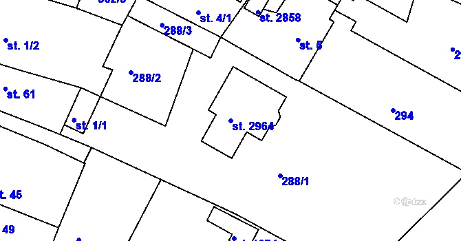 Parcela st. 2964 v KÚ Neratovice, Katastrální mapa