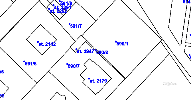 Parcela st. 590/8 v KÚ Neratovice, Katastrální mapa
