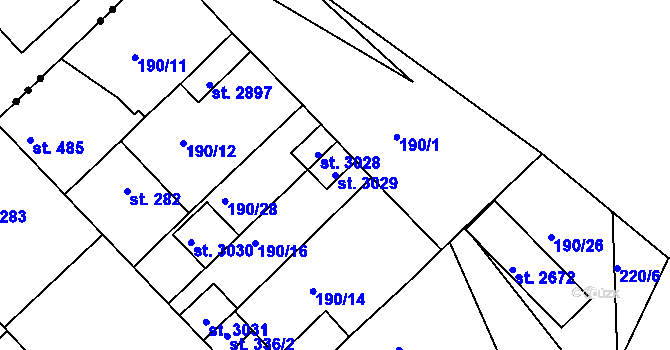 Parcela st. 3029 v KÚ Neratovice, Katastrální mapa