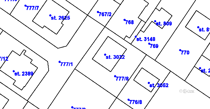 Parcela st. 3032 v KÚ Neratovice, Katastrální mapa