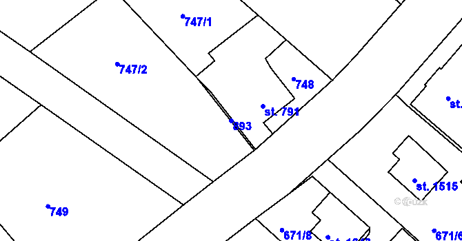 Parcela st. 893 v KÚ Neratovice, Katastrální mapa