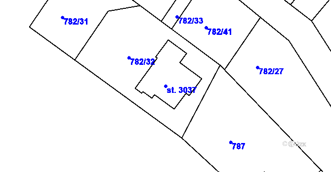 Parcela st. 3037 v KÚ Neratovice, Katastrální mapa