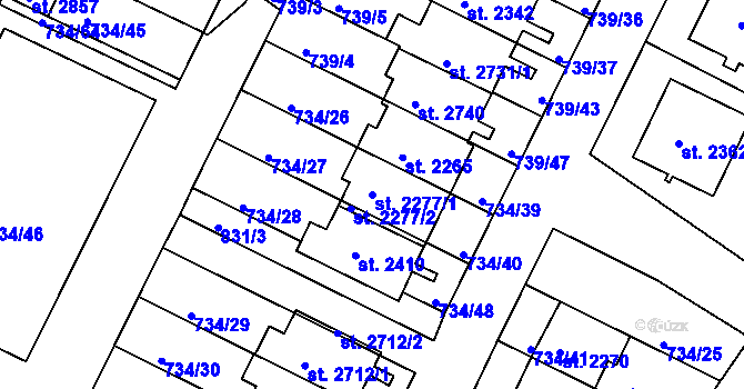 Parcela st. 2277/1 v KÚ Neratovice, Katastrální mapa