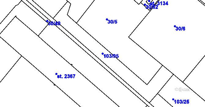 Parcela st. 103/95 v KÚ Neratovice, Katastrální mapa