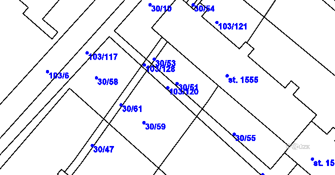Parcela st. 103/120 v KÚ Neratovice, Katastrální mapa