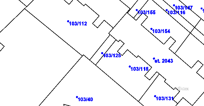 Parcela st. 103/125 v KÚ Neratovice, Katastrální mapa