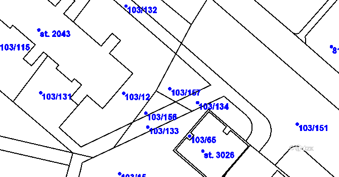 Parcela st. 103/157 v KÚ Neratovice, Katastrální mapa