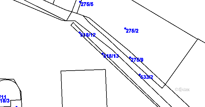 Parcela st. 518/13 v KÚ Neratovice, Katastrální mapa