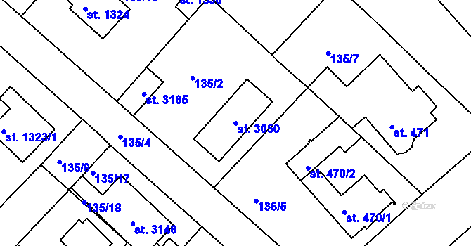 Parcela st. 3050 v KÚ Neratovice, Katastrální mapa
