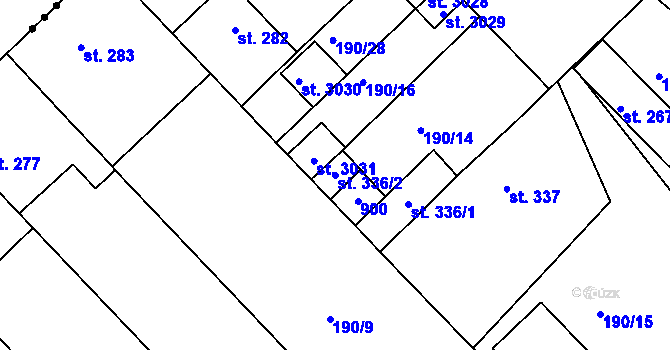 Parcela st. 336/2 v KÚ Neratovice, Katastrální mapa