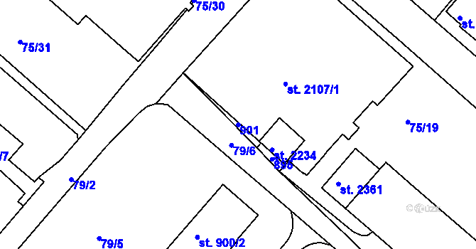 Parcela st. 901 v KÚ Neratovice, Katastrální mapa