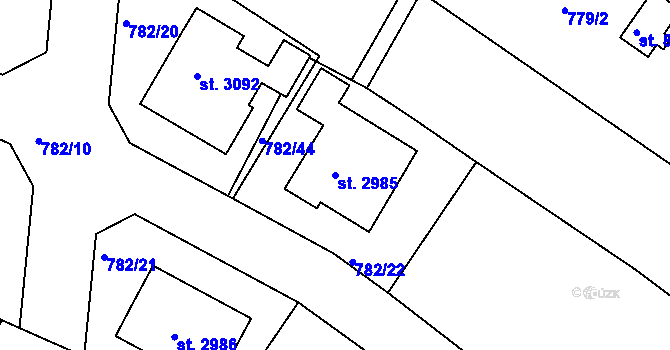 Parcela st. 2985 v KÚ Neratovice, Katastrální mapa