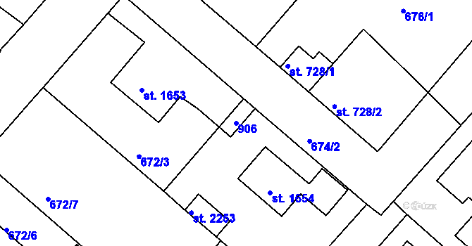 Parcela st. 906 v KÚ Neratovice, Katastrální mapa