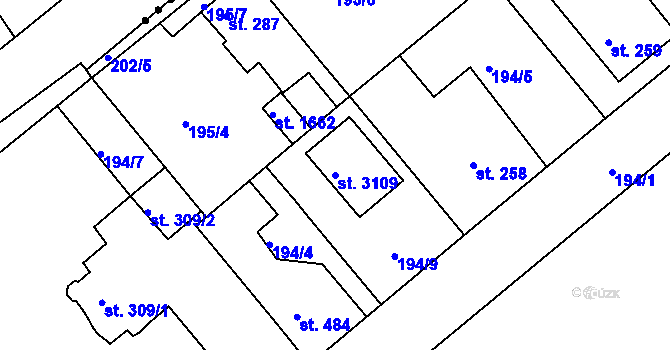 Parcela st. 3109 v KÚ Neratovice, Katastrální mapa