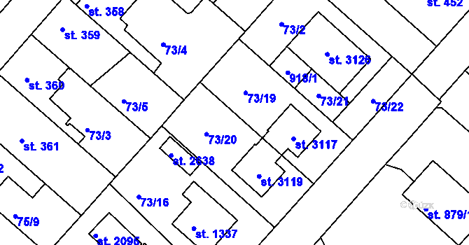 Parcela st. 73/17 v KÚ Neratovice, Katastrální mapa