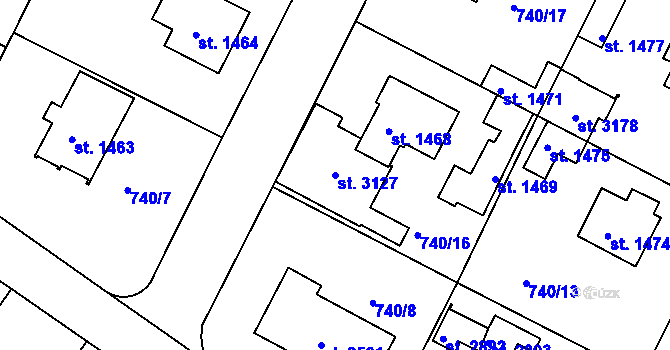 Parcela st. 3127 v KÚ Neratovice, Katastrální mapa