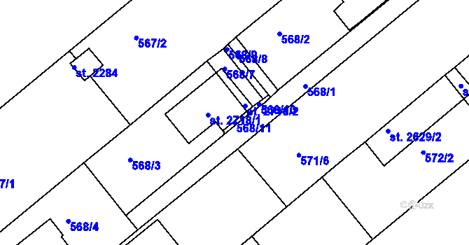 Parcela st. 568/11 v KÚ Neratovice, Katastrální mapa