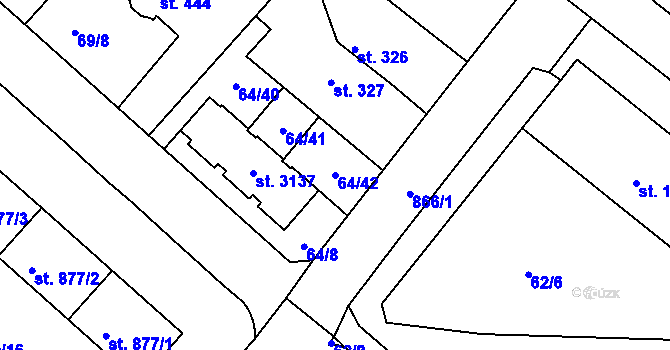 Parcela st. 64/42 v KÚ Neratovice, Katastrální mapa