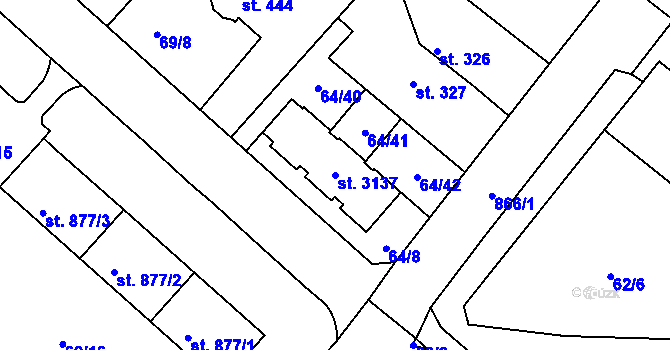 Parcela st. 3137 v KÚ Neratovice, Katastrální mapa