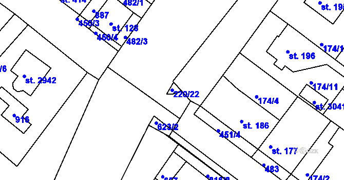 Parcela st. 220/22 v KÚ Neratovice, Katastrální mapa